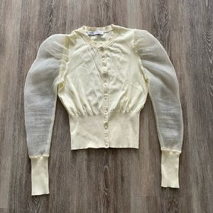 Zara Organza Yellow Cardigan Size Small